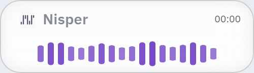 録音中のNisper。経過時間と音声波形をコンパクトに表示している。